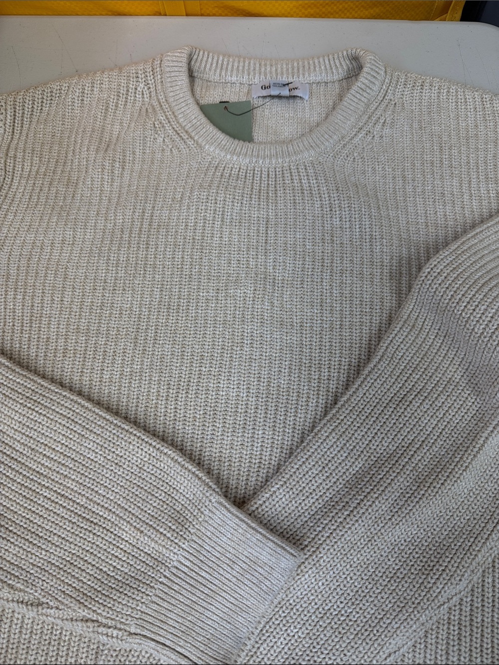 Goodfellow & Co. Men's Cream Textured Crewneck Sweater long sleeve size XXL new